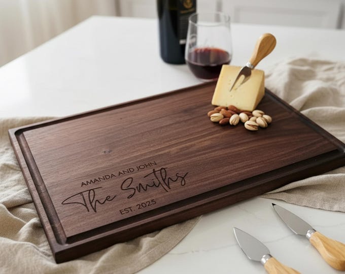 Personalized Cutting Board, Gift for Couple: Custom Engraved Charcuterie Board, Wedding Gift, Anniversary Gift, Housewarming, Hosting Gift