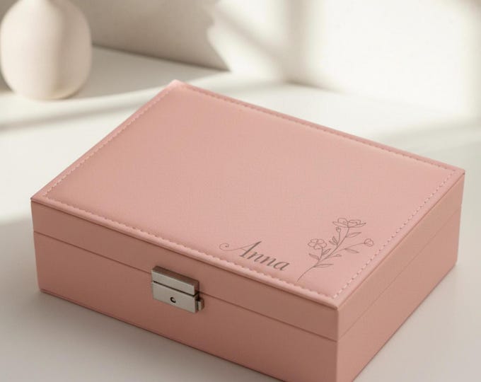 Personalized Jewelry Box: Gift For Her, Floral Themed Jewelry Organizer, Gift For Mom, Daughter, Wife Gift, Grandma Gift, Girlfriend Gift