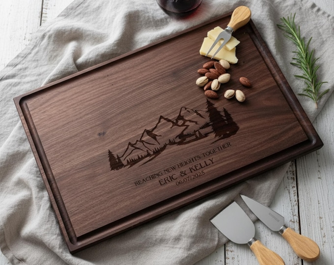 Personalized Cutting Board, Nature Lover: Custom Charcuterie Board, Outdoors, Forest, Gift for Couple, Hosting Gift, Anniversary Gift