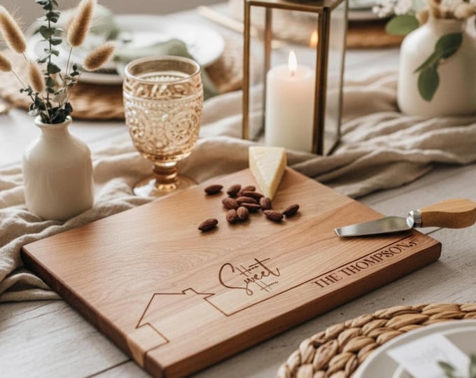 Personalized cutting board, Home Sweet Home: Custom Engraved Charcuterie Board, Housewarming Gift, Couples Gift, New Home Gift, Wedding Gift