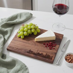 Personalized cutting board, City Skyline: Charcuterie Board, Housewarming Gift, Kitchen Gift, Couples Gift