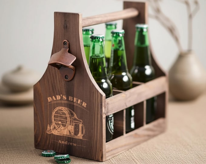 Personalized Beer Caddy, Wooden beer Carrier,  Six Pack Beer Holder, Father's day gift, Gift for him, Groomsman Gift, Christmas Gift