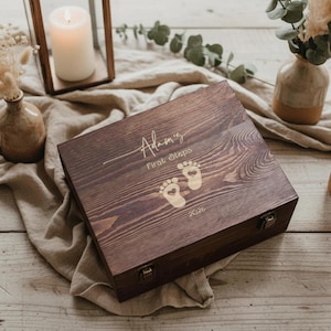 Personalized Wooden Baby Keepsake Box - Engraved Memory Box