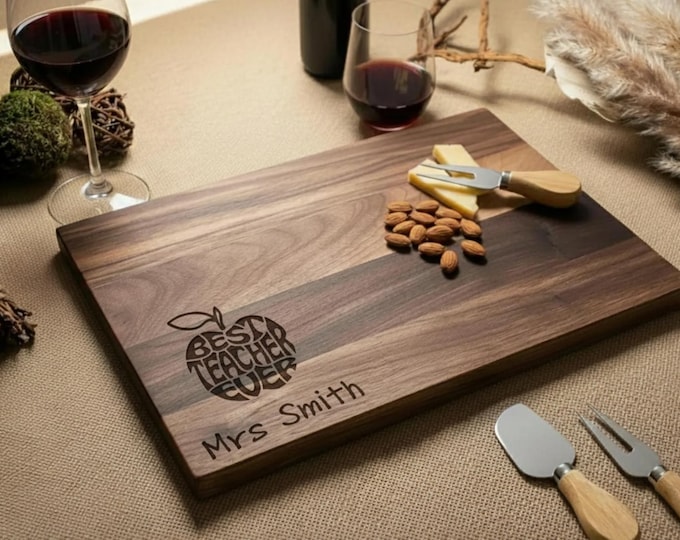 Personalized cutting board – Teacher Appreciation: Best Teacher Ever Charcuterie Board, Teacher Gifts, Teacher Retirement Gift