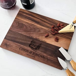 Personalized Cutting Board, Reader Couple: Customized Cutting Board, Housewarming, Engagement, Kitchen Decor, Book Readers, New Chapter Gift