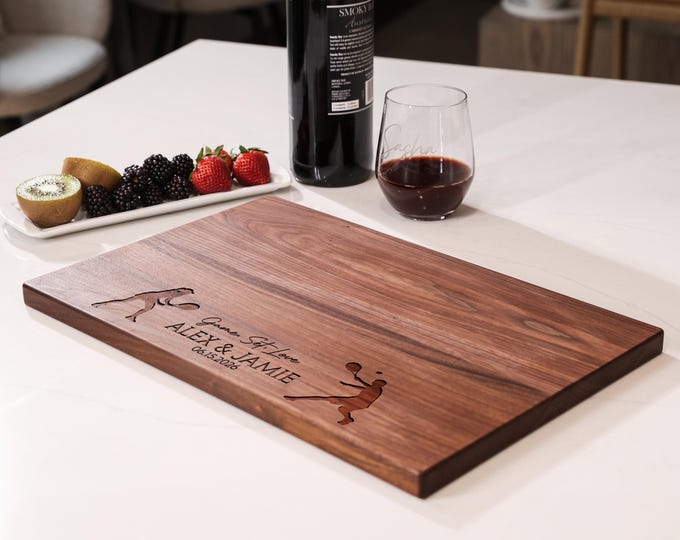 Personalized Charcuterie Board – Tennis Couple: Customized Cutting Board | Sporty Couple, Engagement, Housewarming, Wedding, Hosting Gift