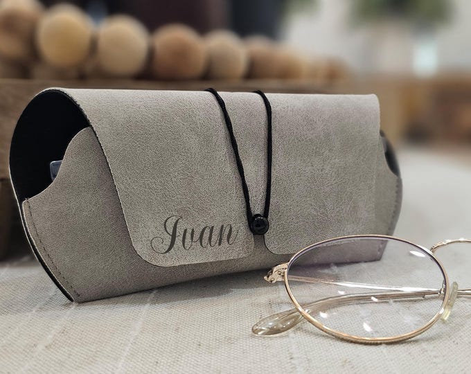 Custom Engraved Sunglasses Case, Personalized Vegan Eyeglass Holder, Gift for Him or Her, Birthday, Girlfriend, Boyfriend