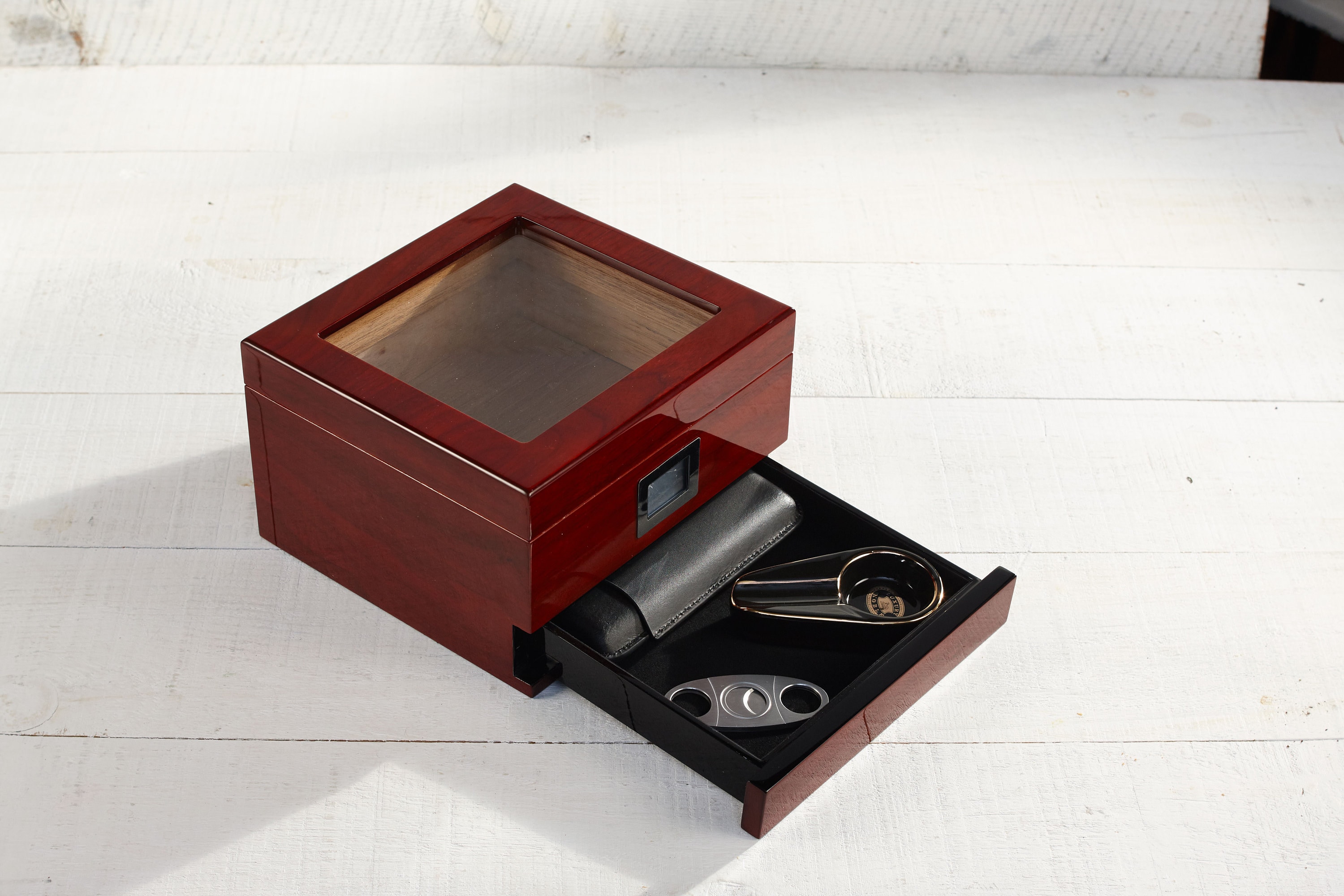 Personalized Cigar Humidor, Engraved Glass Top Cigar Box, Custom