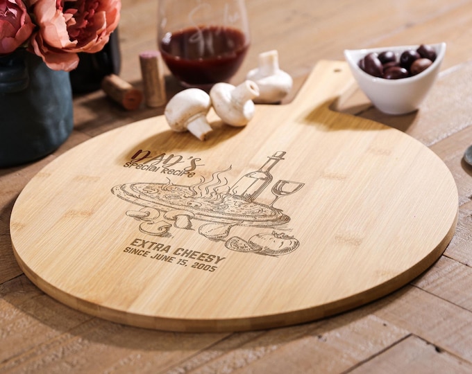 Personalized Pizza Board – Dad's Special Recipe: Custom Engraved Bamboo Pizza Peel, Father's Day, Pizza Night, Foodie, Pizzeria Gift