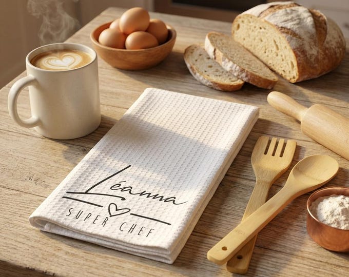 Personalized Kitchen Tea Towel, Custom Printed Name Hand Towel, Gift for Home Chef