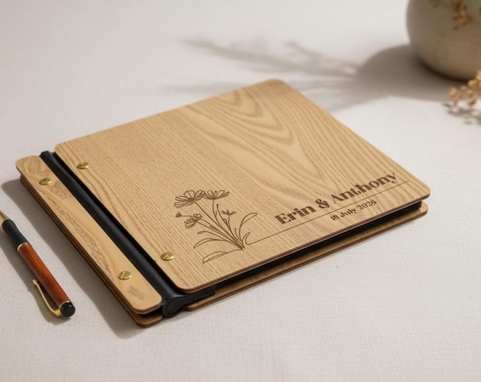 Personalized Wedding Guest book, Wedding Reception Album, Wedding Decor, Wooden Guestbook, Photo Wedding Album, Wedding Keepsake