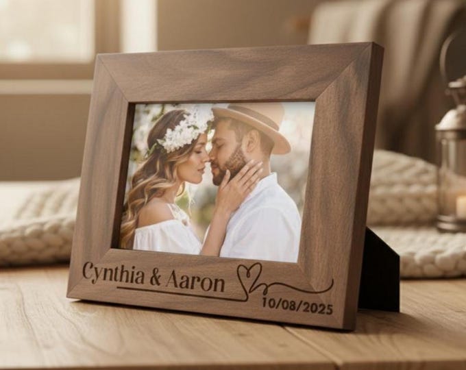 Custom Picture Frame, Gift for the Couple, Personalized Picture Frame, Customized Wood Photo Frame, Engagement Gift, Wedding Gift