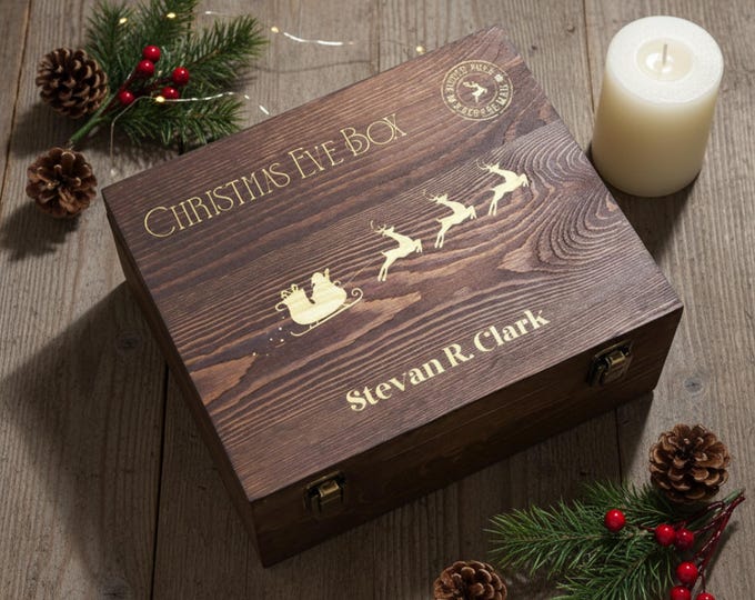 Personalized Christmas Eve Box | Custom Engraved Wooden Keepsake | Family Holiday Tradition Gift | North Pole Santa Design