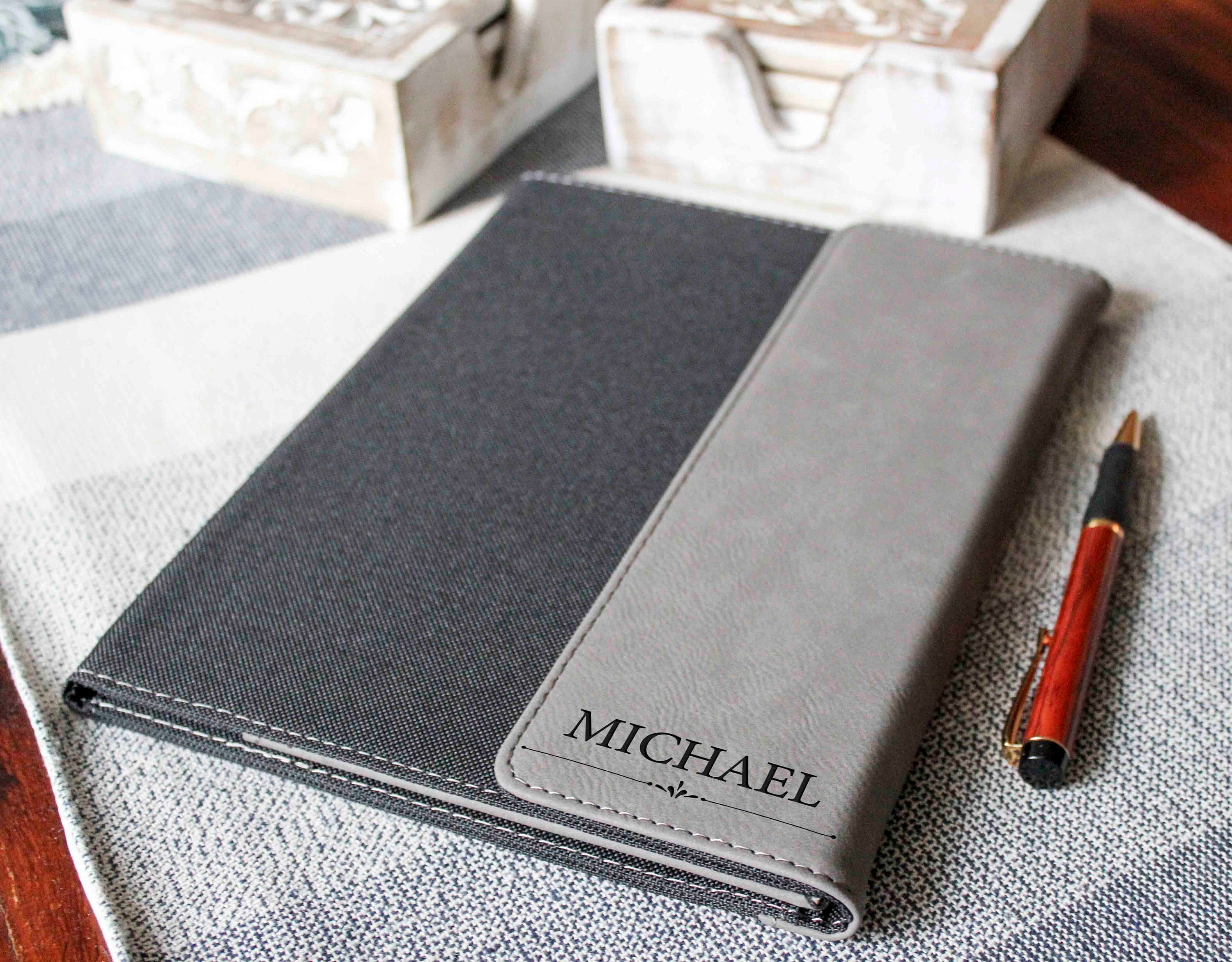 Personalized Leatherette Canvas Portfolios, Personalized notepad