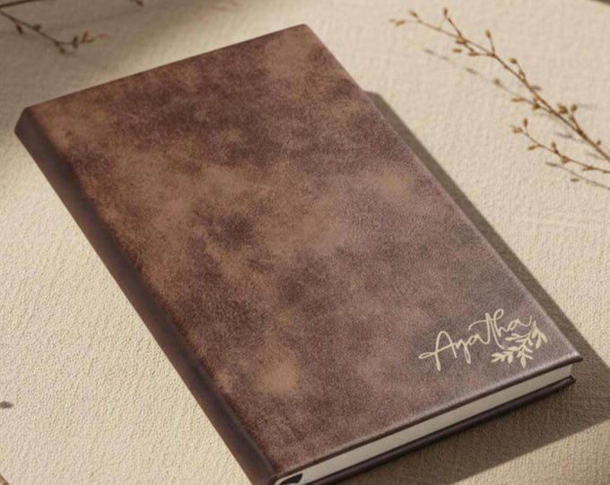 Personalized Notebook, Custom Engraved Faux Leather Journal, Monogrammed, Engraved, Lined, & Customized Leatherette Gift For Boss or Friend