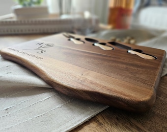 Personalized unique shape Acacia Cheese Boards set: - The Perfect Wedding and Housewarming gifts!