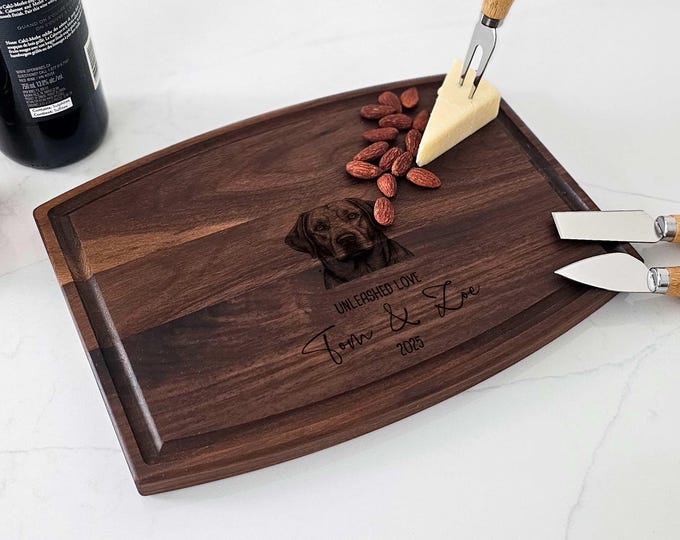 Personalized Cutting Board – Dog Lover Couple: Custom Engraved Charcuterie Board for Those Who Cherish Their Furbabies | Wedding Gift & More