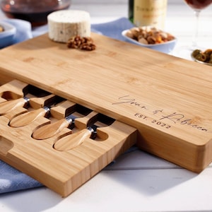 Personalized Cheese Board Set, Customized Charcuterie Board for Weddings, Bridal Showers, Housewarming Parties, Hosting and couples Gift
