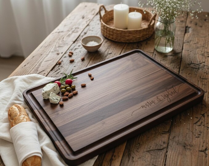 Walnut with Juice Groove, Personalized cutting board, Custom cutting board, Engraved cutting board, Wedding gifts,  Christmas gifts