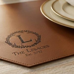 Personalized Leatherette Placemats for Dining Table, Monogrammed Placemat, Customized  Kitchen Decor, Housewarming Gift, Gift for the couple