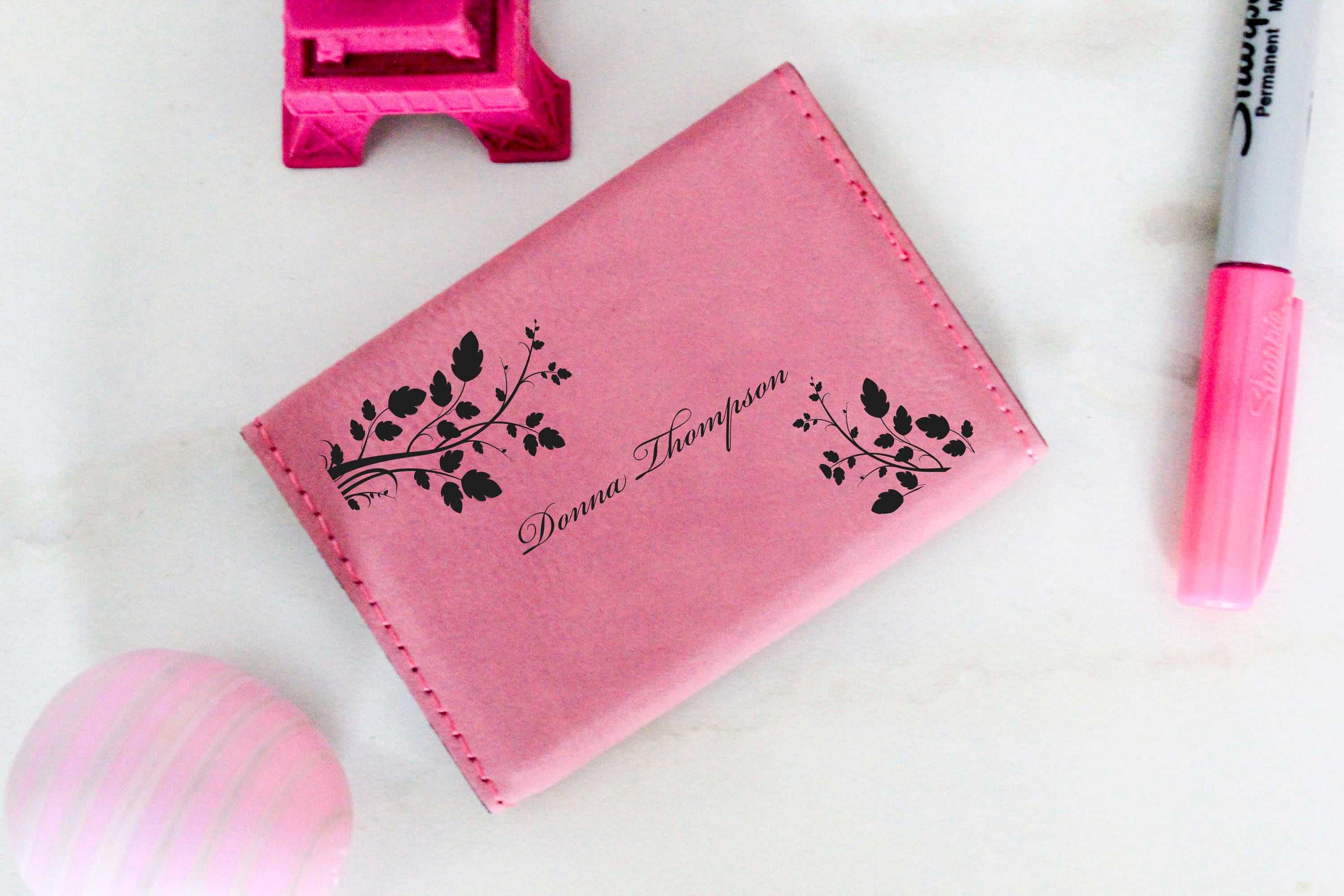 Customized Business Cards Holder, Personalized Leatherette Business