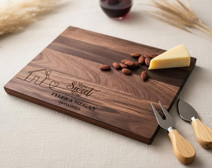 Personalized Cutting Board, Home Sweet Home: Custom Engraved Charcuterie Board, Housewarming, Realtor Closing, Newlywed, New Home Gift