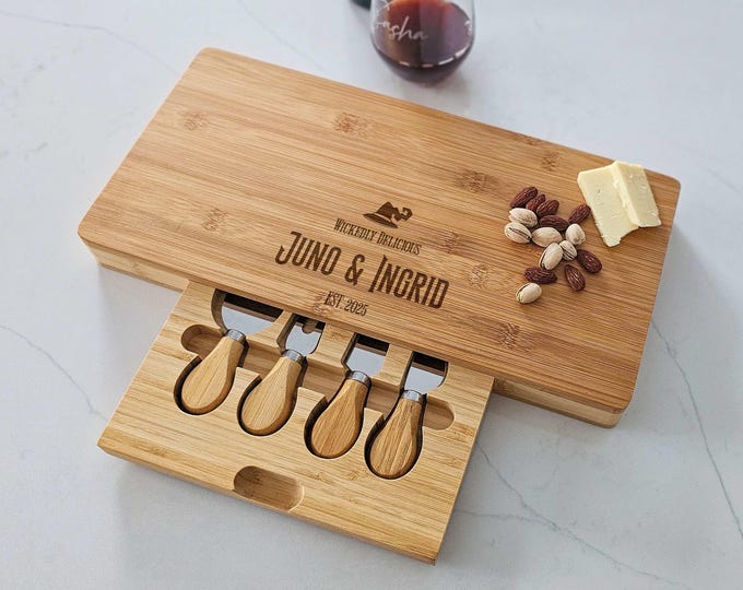 Personalized Engraved Cheese Board - Wickedly Delicious Design - Wicked Gift for Couples - Wedding or Anniversary Present - Kitchen Decor