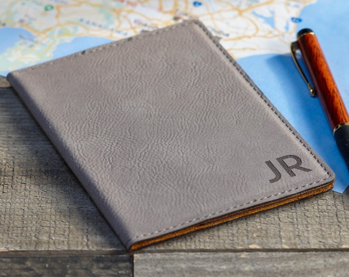 Personalized Passport Cover – Custom Engraved Initials on Durable Vegan Leather | Perfect Gift for Him & Her Eco-Friendly Travel Essential