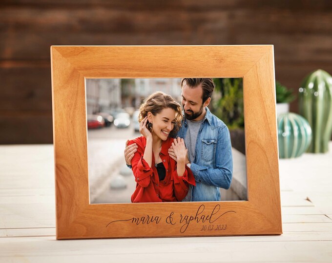 Personalized Image Frame, Custom Engraved Wooden Image Frame, Frame for Couples, Valentine gifts, Wedding gifts, Anniversary Gift