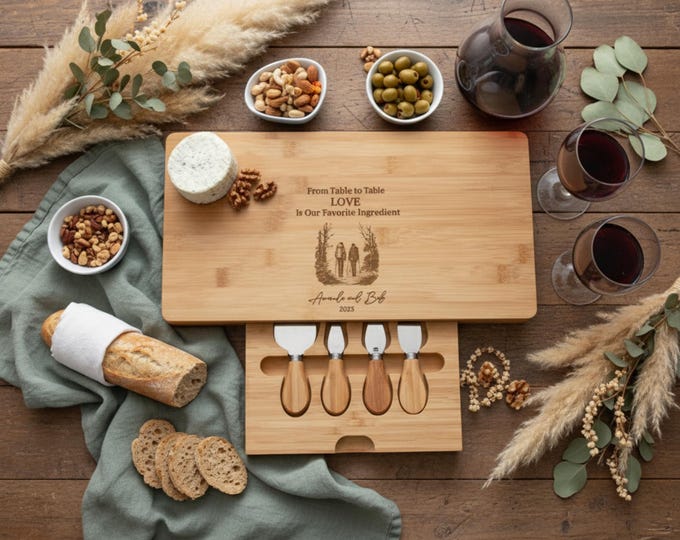 Personalized Charcuterie Board, Hiking Couple: Custom Engraved Cheese Board, Hikers Gift, Kitchen Gift, Nature Lover Gift, Adventure Awaits