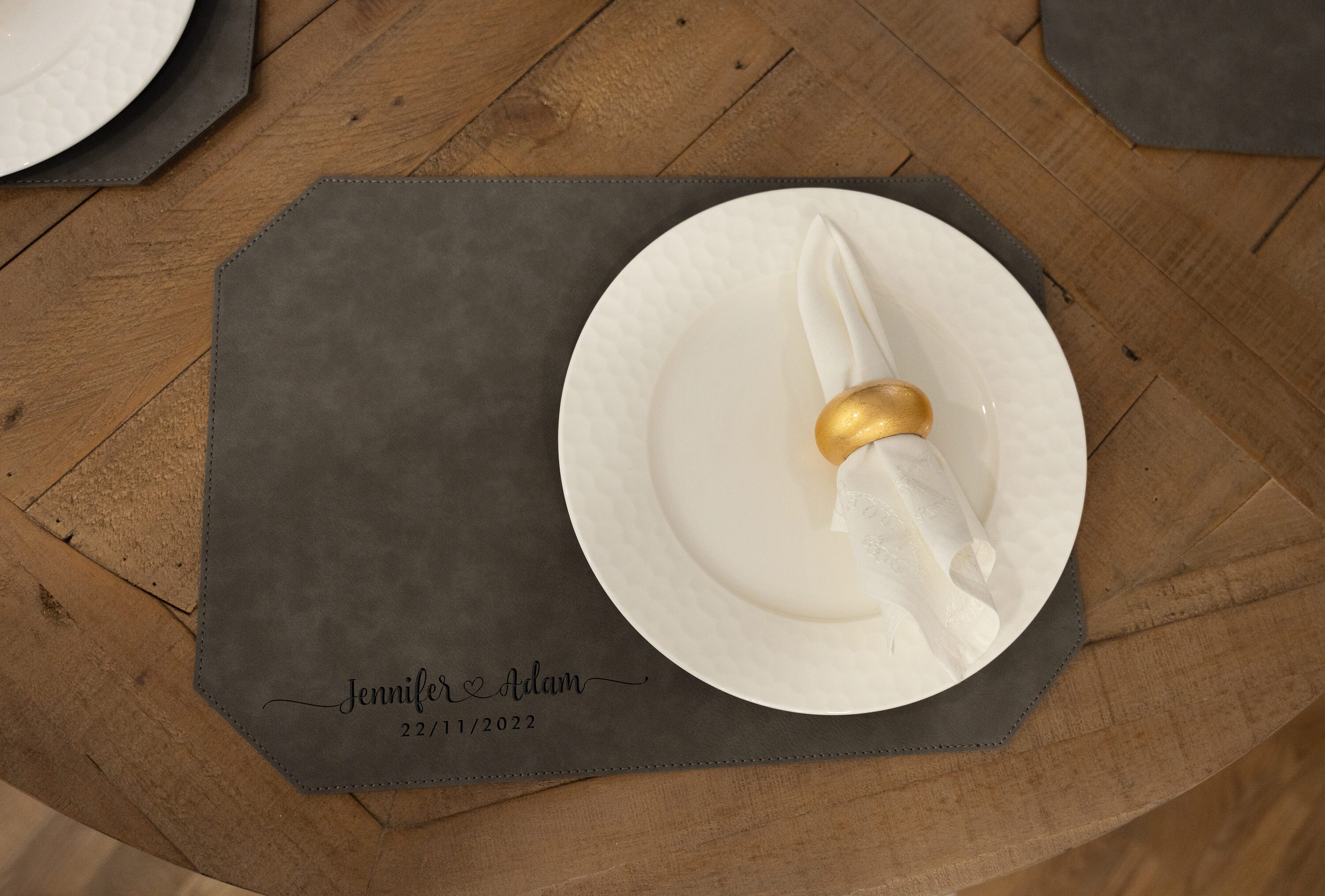 Personalized Leatherette Placemats for Dining Table, Monogrammed