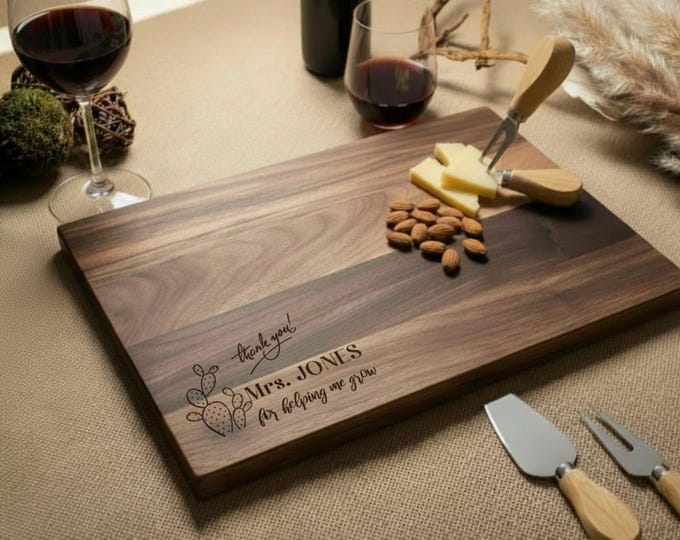 Personalized cutting board, Teacher Appreciation Gift: Custom Engraved Charcuterie Board, Thank You Gifts, Principal Gift, Personalized Gift