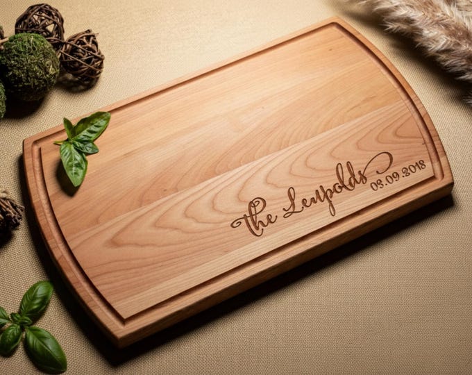 Personalized Wedding Cutting Board: Engraved Charcuterie Board, Custom Wood