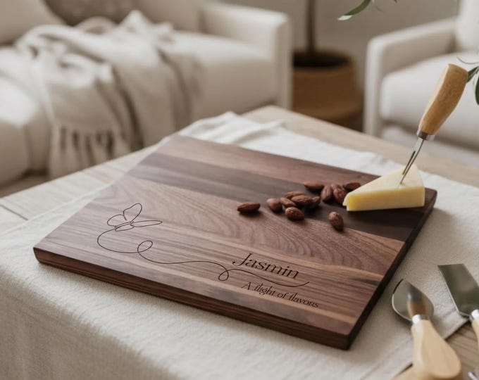 Personalized Butterfly Engraved Cutting Board | Gift for Mom, Grandma, Her | Custom Charcuterie Board