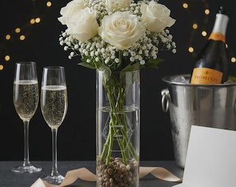 Engraved Glass Vase: Personalized Table Decor, Custom Flower Vase