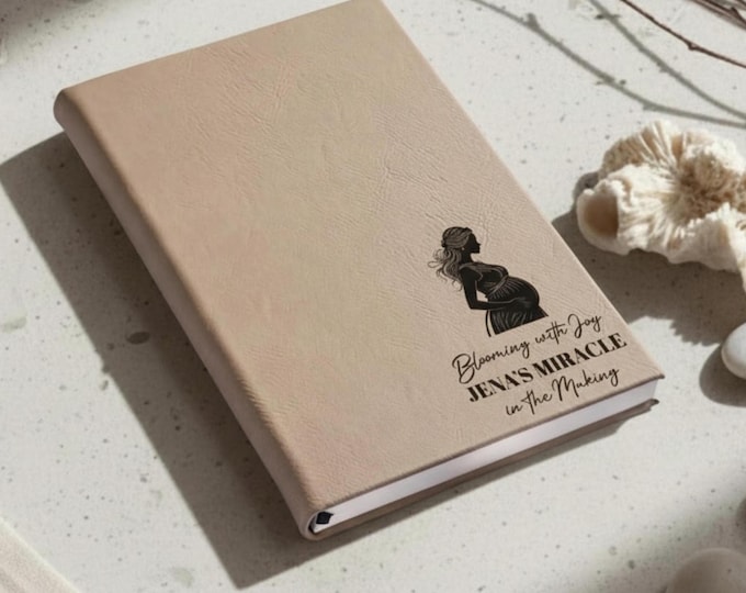 Personalized Pregnancy Journal: Engraved Leatherette Notebook, New Mom Gift