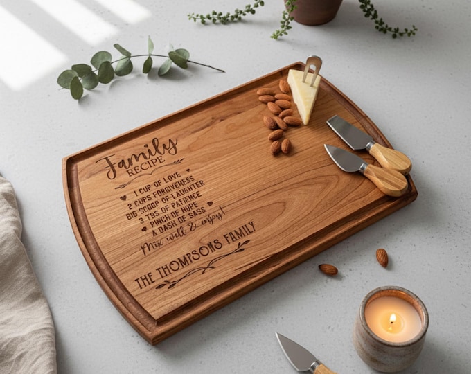 Personalized Recipe cutting board, Custom Engraved Charcuterie Board, Family Personalized Gift, Handwritten Recipe Cutting Board