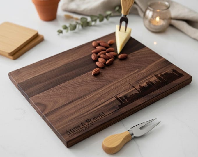 Personalized cutting board, City Skyline: Charcuterie Board, Housewarming Gift, Kitchen Gift, Couples Gift