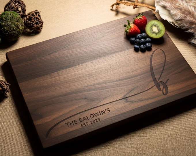 Monogrammed cutting board – Housewarming Gift: Custom Engraved Charcuterie Board for the couple