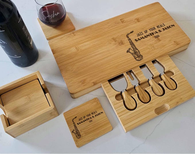 Personalized Charcuterie Board – Jazz: Custom Engraved  Cheese Board, Housewarming, Kitchen Decor, Jazz Fans, Saxophone, Couple Gift