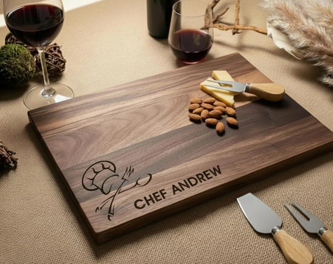 Personalized Charcuterie Board: Engraved Wood Cutting Board, Chef Gift