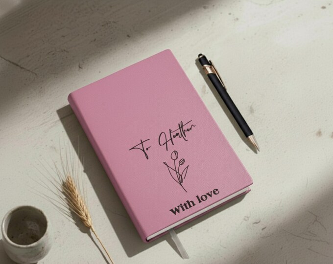 Personalized Leatherette Journal: Custom Engraved Floral Notebook
