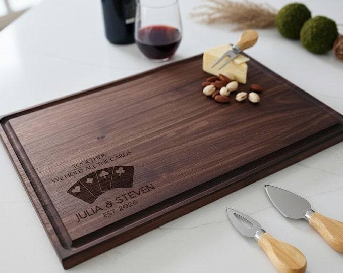 Personalized Cutting Board – Card Game Gift: Customized Cutting Board, Game Lover Gift, Playing Cards, Game Night Gift, Couples Gift