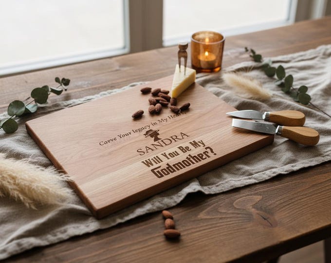 Personalized Cutting Board, Godmother proposal: Custom Charcuterie Board, Personalized Gift, Godparents, Kitchen Gift