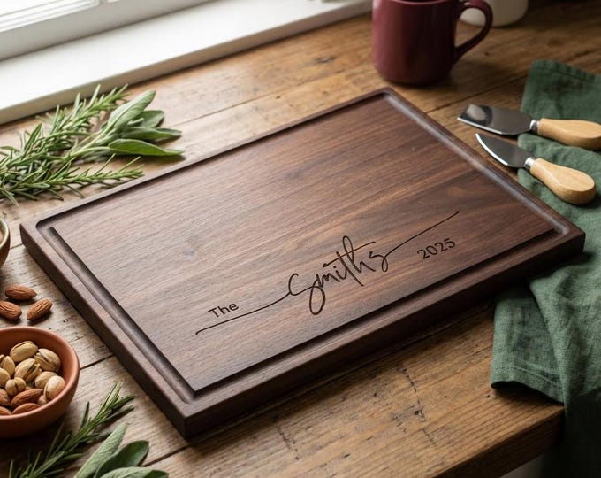 Personalized Charcuterie Board – Couple Engraving: Custom Cutting Board | Wedding, Housewarming, Engagement, Anniversary, Hosting Decor Gift
