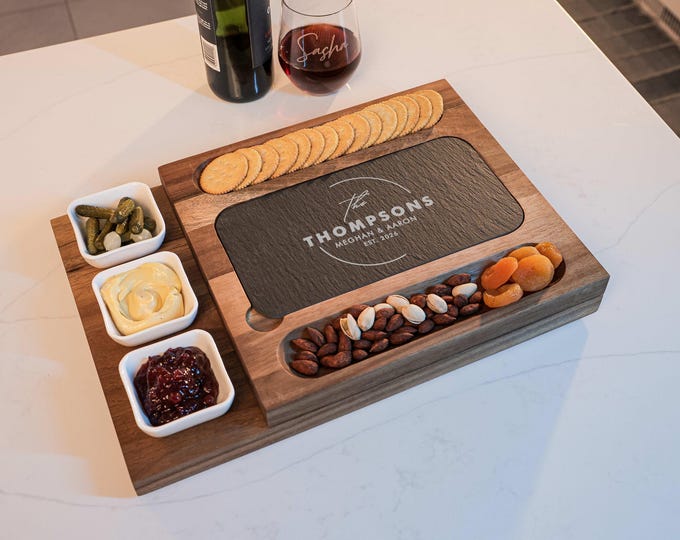 Personalized Charcuterie Set - Custom Engraved Cutting Board: Hosting, Housewarming, Anniversary, Wedding, Engagement Gifts