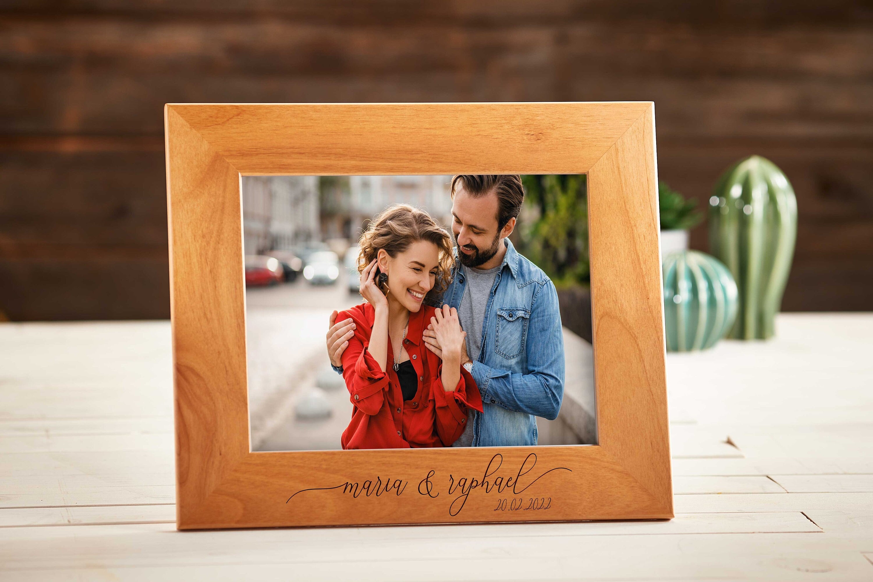 Engagement Photo Frame White Wood 4x6 Photo - Made To Order Custom