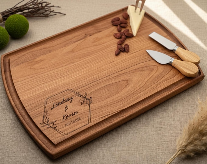 Personalized cutting board, Gift For The Couple: Custom Engraved Charcuterie Board, Anniversary Gift, Housewarming Gift, Engagement Gift