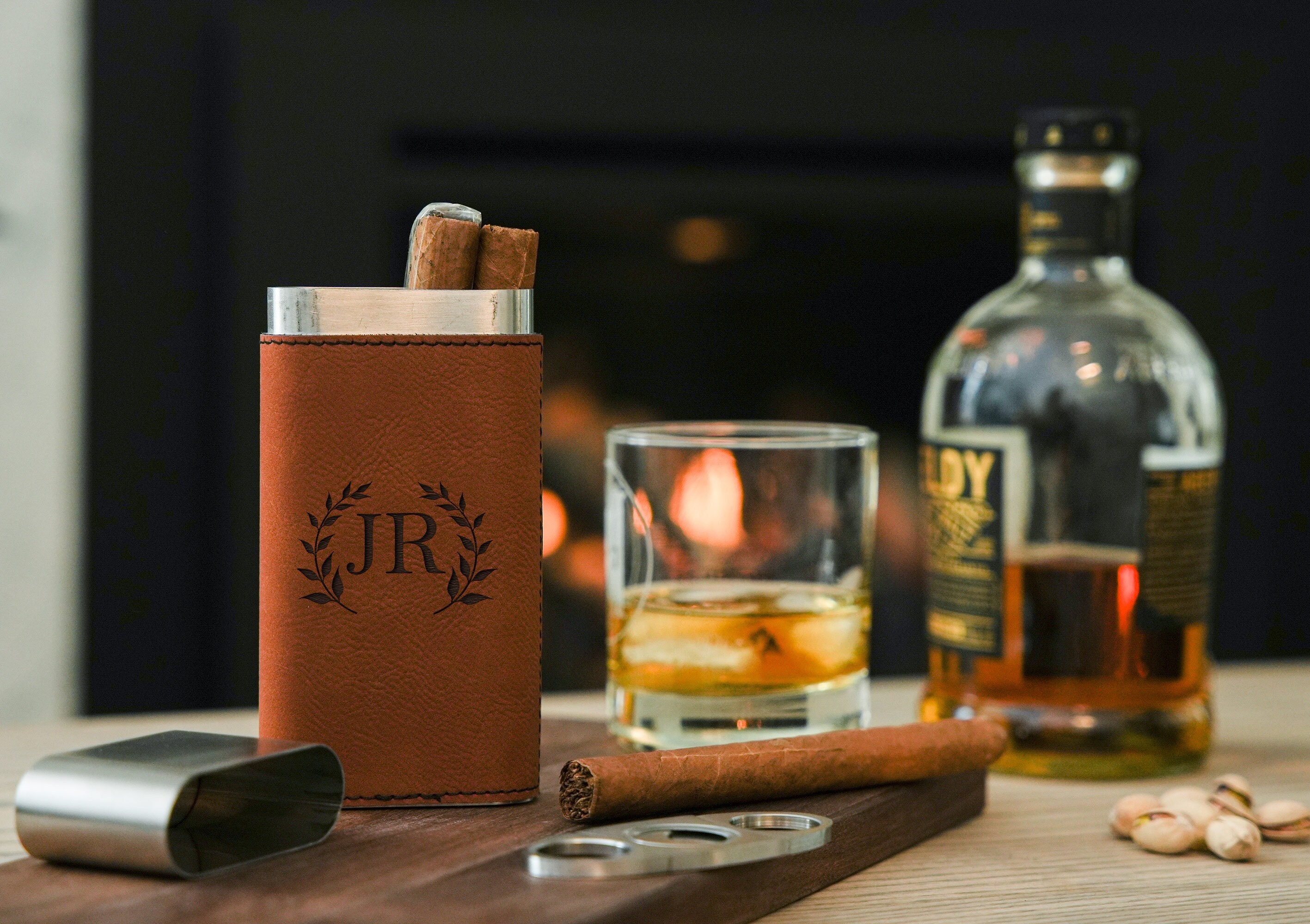 Personalized Cigar Travel Case, Monogrammed Cigar Case with cutter ...