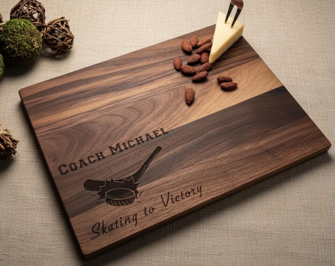 Personalized cutting board, Hockey Gifts: Custom Engraved Charcuterie Board, Coach Gift, Sport Gift, Appreciation Gift, Hockey Puck